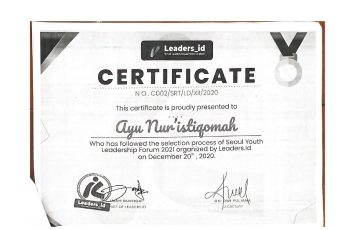 Ayu Nur’ Istiqomah, Delegasi Kegiatan Seoul Youth Leadership Forum Tahun 2021