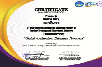 Gracilia Thenu, Presenter 6th Internasional Seminar on Education (ISEDU) FKIP UNPATTI 2021