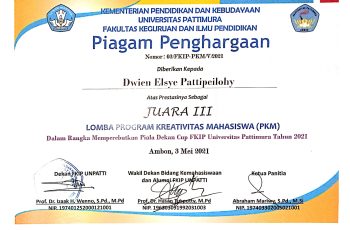 Dwien Elsye Pattipeilohy, Juara III Program Kreativitas Mahasiswa SKEMA-Kewirausahaan Piala Dekan Tahun 2021