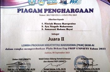 Ade Elen Kubela, Juara 1 Program Kreativitas Mahasiswa SKEMA-Kewirausahaan Piala Dekan Cup FKIP-UNPATTI Tahun 2022